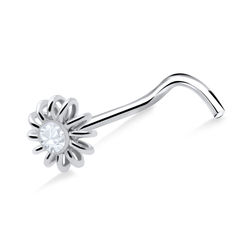 Gerbera Flower Shaped Silver Curved Nose Stud NSKB-10